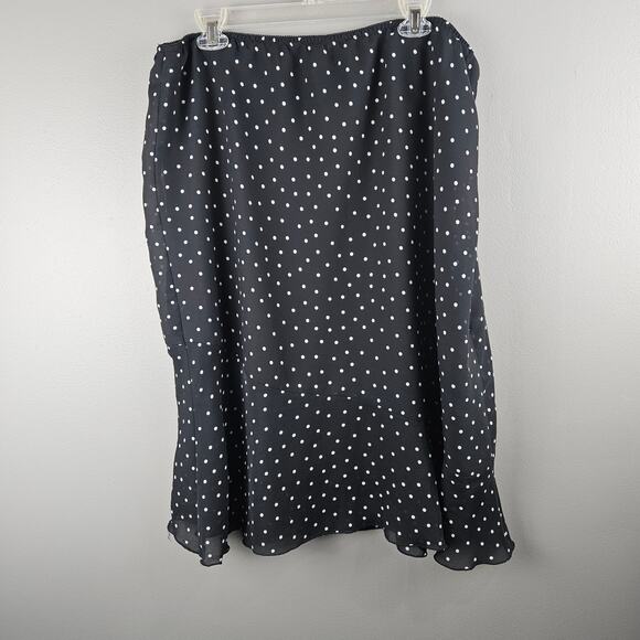 Vintage 90s Vintage Polka Dot Ruffle Midi Skirt Minimalist Grunge Coquette 2X - Picture 2 of 6